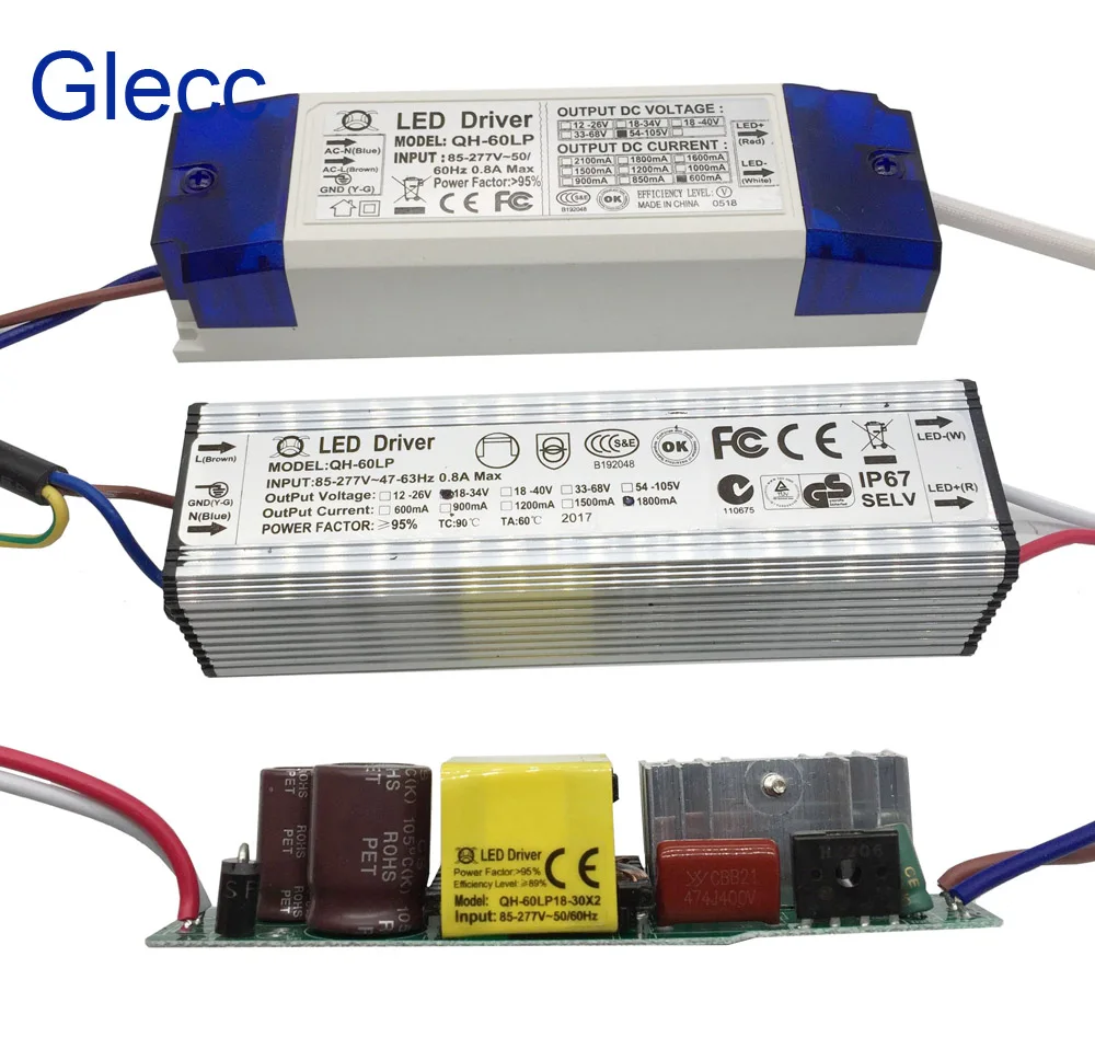 40W 50W 60W LED Driver 18 30x3W 600mA DC54 105V 0.95 High Power Factor