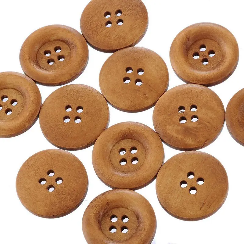 

Hoomall 25PCs 4 Hole Natural Wooden Buttons For Needlework Decorative Button For Clothes DIY Sewing Handmade Scrapbooking Crafts