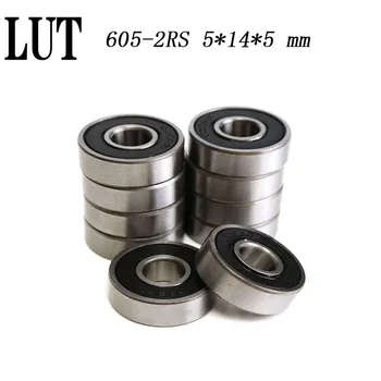 

10PCS High quality ABEC-5 605 2RS 605RS 605-2RS 605 RS 5*14*5 mm Miniature Rubber seal mahjong machine Deep Groove Ball Bearing
