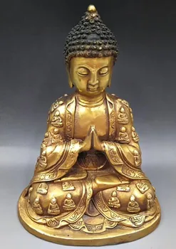 

Chinese Hand Carved brass Sakyamuni Sitting Buddha Statue
