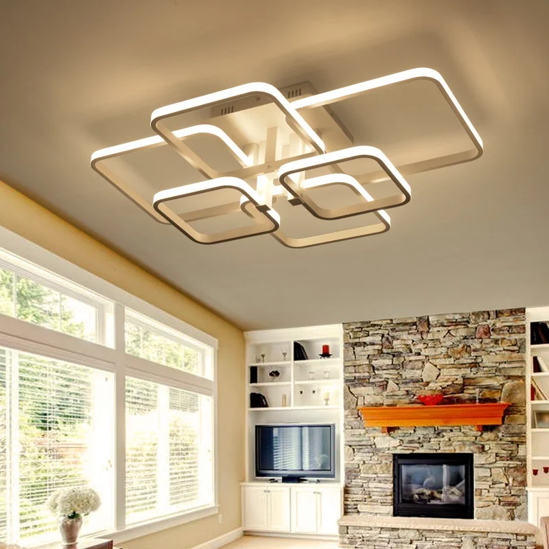

Led Chandelier lighting for living room bedroom Square Rings AC85-265V Led Ceiling chandelier Lamp Fixtures lustre plafonnier