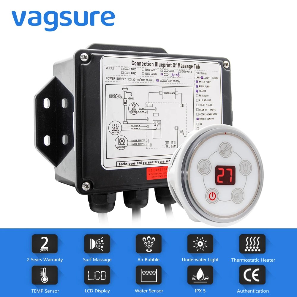 Painel de controle digital redondo da c.a. 110 v/220 v com tela lcd ce certificado spa combinação massagem água banheira controlador kits-0