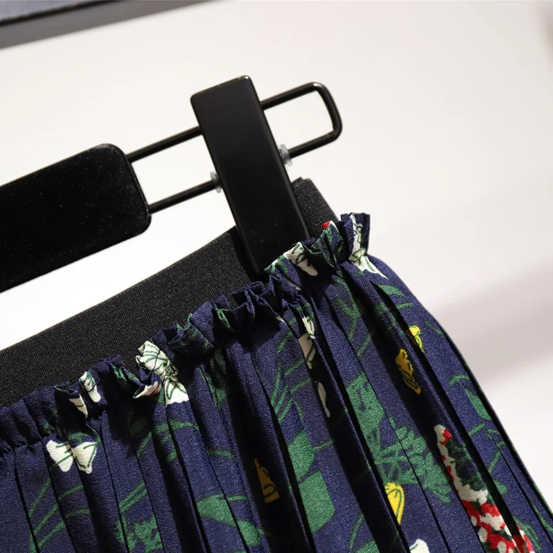2XL-6XL женские юбки больших размеров летняя юбка с цветочным рисунком шифоновая плиссированная юбка в стиле бохо Ретро женские юбки трапециевидной формы с высокой талией и принтом