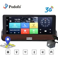 Podofo 3g 7 “автомобильный dvr двойной объектив камера gps навигация wifi Android 5,0 сенсорный экран DashCam видео рекордер с камерой заднего вида