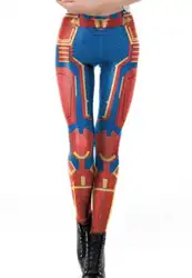 2019 Новый взрослый Для женщин супергероев Марвел Капитан Кэрол Дэнверс штаны для косплея колготки эластичные леггинсы 3D штаны с принтом