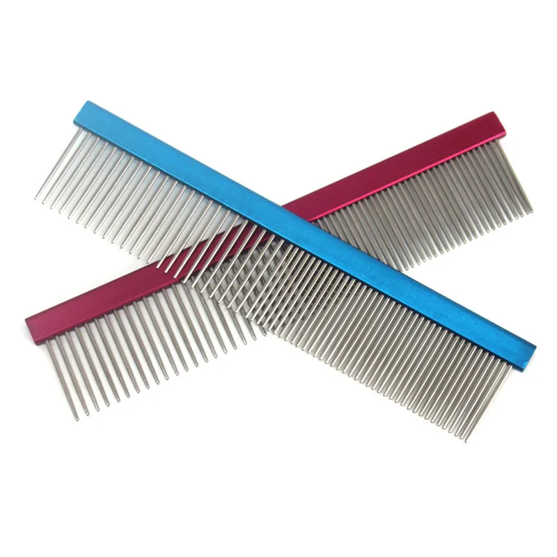 

High Quality Pet Grooming Tools Puppy Dog Cats Stainless Steel Needle Comb Dog Hair Smooth Brush Red Blue