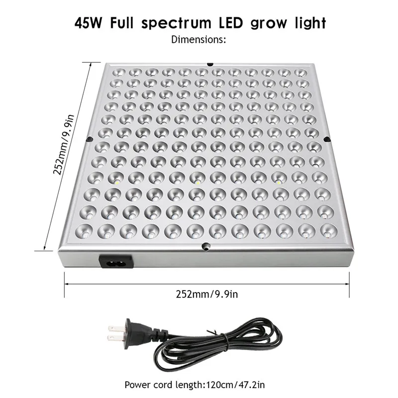 45 Вт 25 Вт Светодиодный светильник для выращивания полный спектр панель красный синий белый ИК УФ лампа для роста растений комнатных растений цветок семена теплицы гидропоники