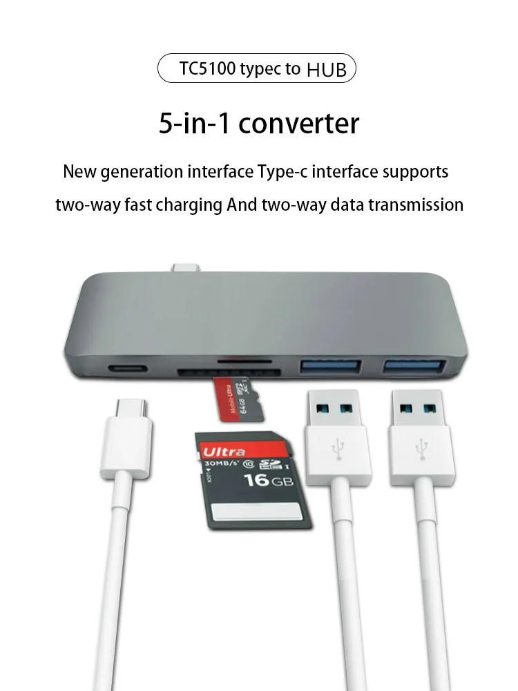 Usb-хаб 5 в 1 HDMI 2,0 USB-C адаптер USB 3,0 порты Micro SD считыватель памяти type-C USB 3,0 концентратор для нового Macbook Pro Air A1932