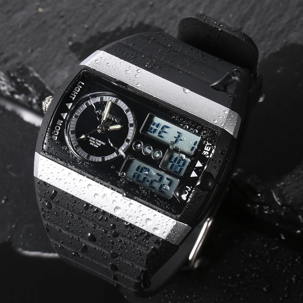 cheap New Led Sport Mens Wristwatches Top Brand Sports Watches Digital 50m Waterproof Relogio Masculino For Mens Quartz Clock Hours
