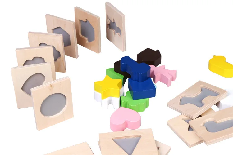 Caixa de Feitiço Mãos e Cérebros das Crianças com Iluminação Brinquedos de Madeira Brinquedos Educativos Cego Toque Adivinhação 18 Cor e forma