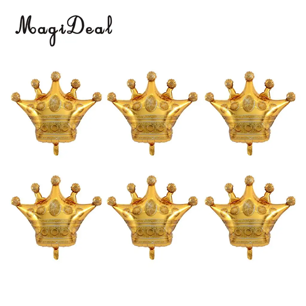 6pcs Large Golden Crown Inflatable Foil Helium Air Balloon Wedding Birthday Party Decorations Photo Prop Kids Toy