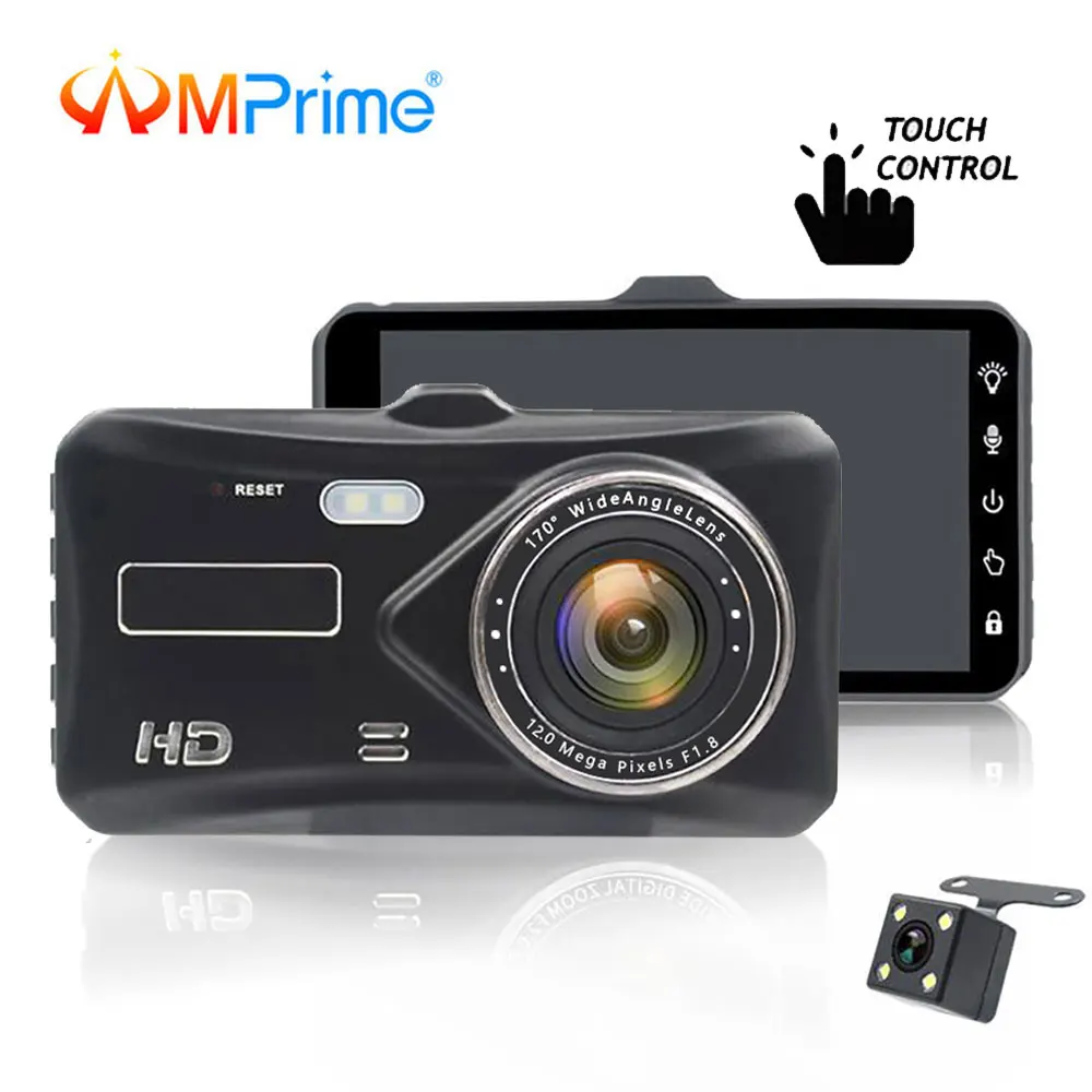 

AMPrime 4" Car DVR Camera Touch Dash Cam Registrator Video Recorder Dual Lens Backup Rearview Camera Night Vision Camcorder Dvrs
