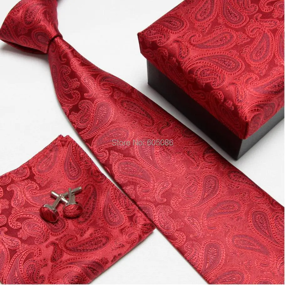HOOYI набор галстуков для мужчин галстук носовые платки Запонки Подарочная коробка
