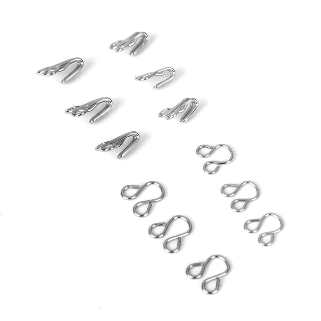 Stainless Steel Bra Hooks and Eyes Clothing Sewing for Skirt Bra Dress Trousers 8mm 10mm Pack of 36 Sets Silver