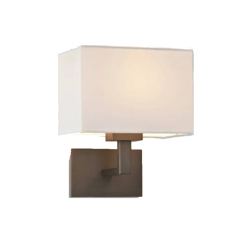 led Antique Wall Sconce Lights for Hotel Guest Room American Style Square Shade Wall Lamp For Living Room Bedroom Bedside Lamp