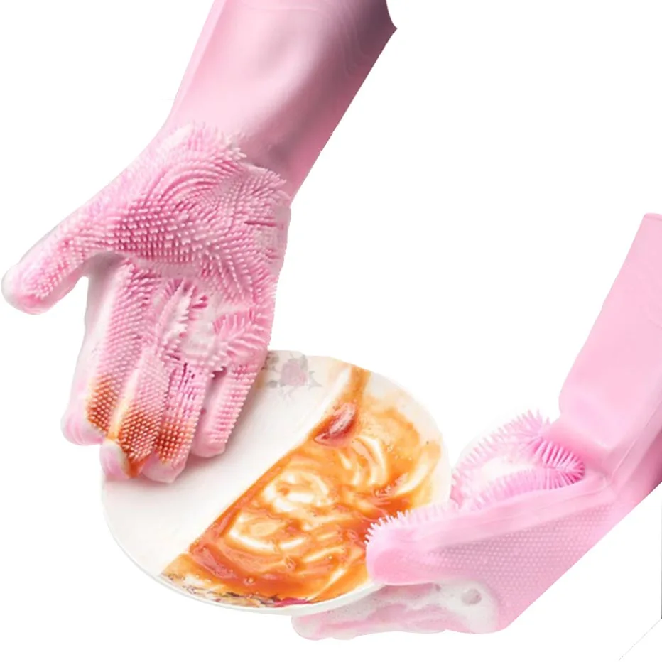

KHGDNOR Multi-use Cleaning Brush Silicone Brush Glove Kitchen Housework Cleaning Gloves with Brush for Washing Dish