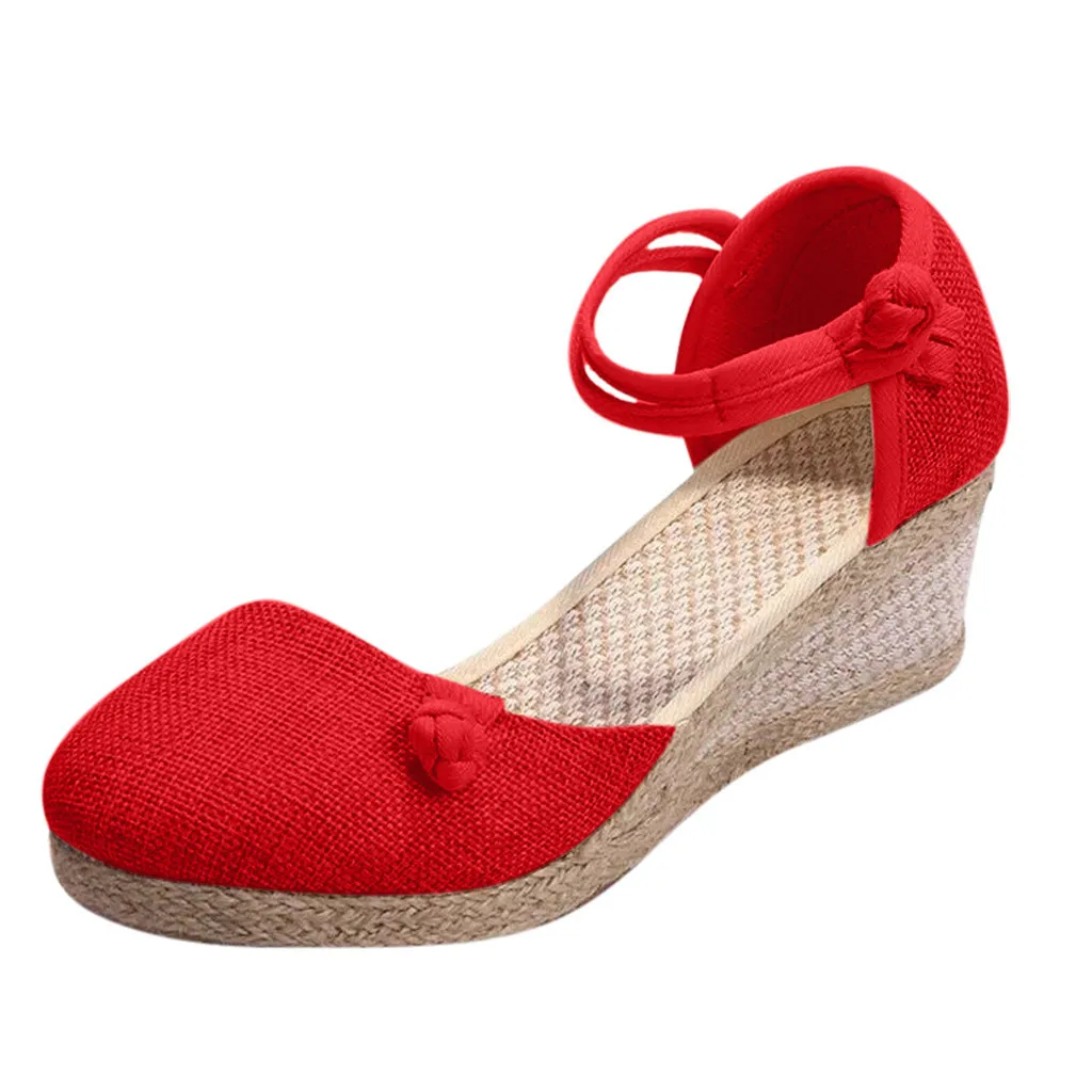 Обувь; женские босоножки на высоком каблуке; повседневная обувь на плоской подошве; Летние босоножки для женщин; коллекция года; Летняя обувь; натуральная платформа - Цвет: Красный