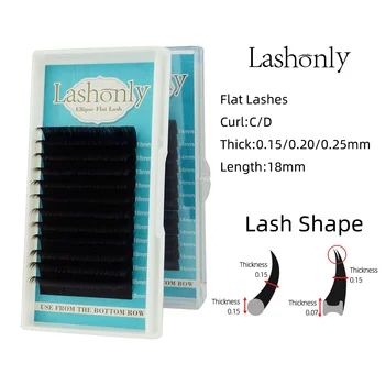 

Matte Flat Eyelash Extensions Individual Eye Lash for Professional Flat Ellipse Lashes with Split Tips Soft Silk Flat Eye Lashes