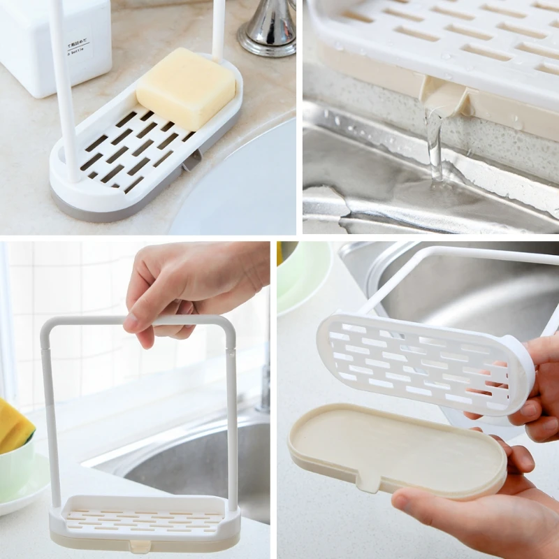 Towel Dishcloth Hanging Sponge Drain Rack Soap Holder Kitchen Desktop