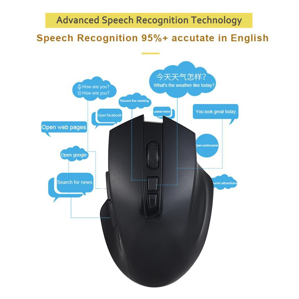 

2.4G Wireless Smart Voice Mouse EN CN Speech Translate/Type/Search Enter Key pc mice for Windows 7/8/10 Computer Laptop office