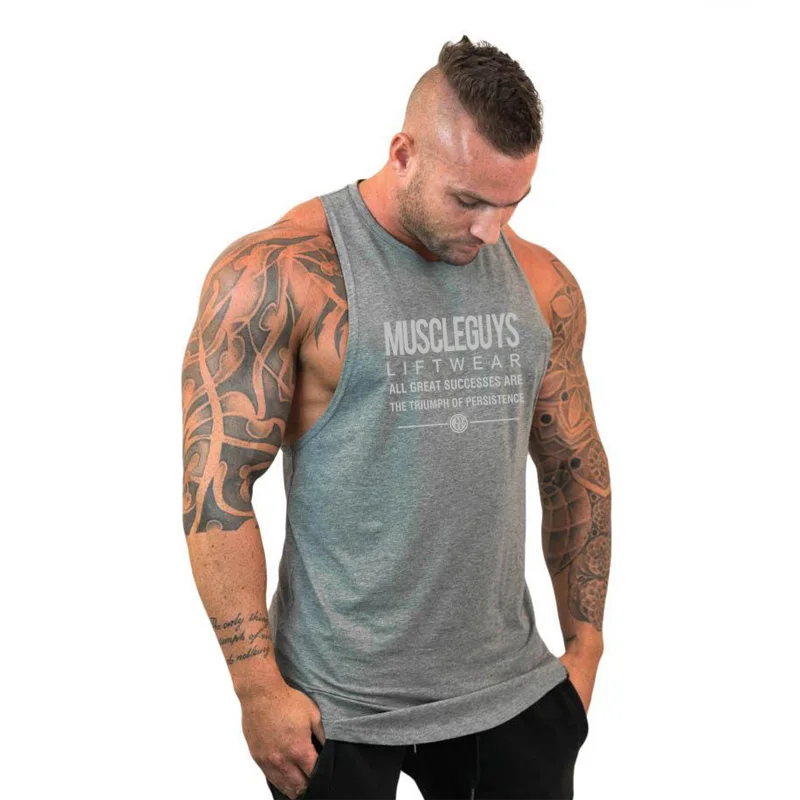 Muscleguys бренд для бодибилдинга майка Для мужчин Фитнес ФИТНЕССА, нижнее белье, хлопковая спортивная одежда Спортивная майка тренировки майка без рукавов