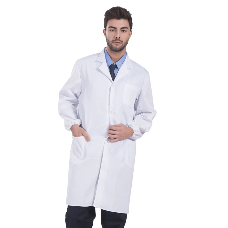 Для мужчин Для женщин работы Cothing белый-пальто лаборатории рабочая одежда длинные Стиль Лабораторные халаты унисекс мастерской пыли