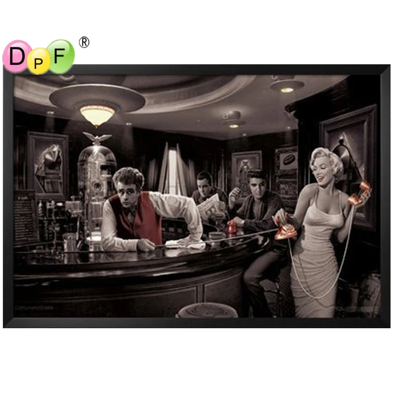 

DPF 5D diamond embroidery James Dean Elvis Presley Marilyn Monroe full diamond painting Cross Stitch Rhinestone mosaic art decor