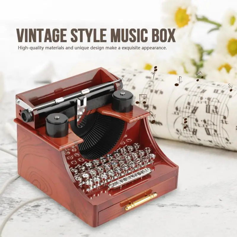 Музыкальная шкатулка для пишущей машинки классическая музыкальная шкатулка мини Винтажный стиль Ретро деревянная заводная Музыкальная Коробка для подарка украшение стола