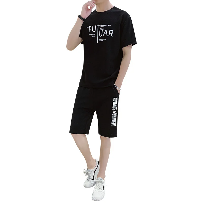 

New Fashion Sporting suit Men T Shirt Short+Shorts Pants Men Summer Letter Print Tracksuit Plus size M-4XL Men clothing outfit