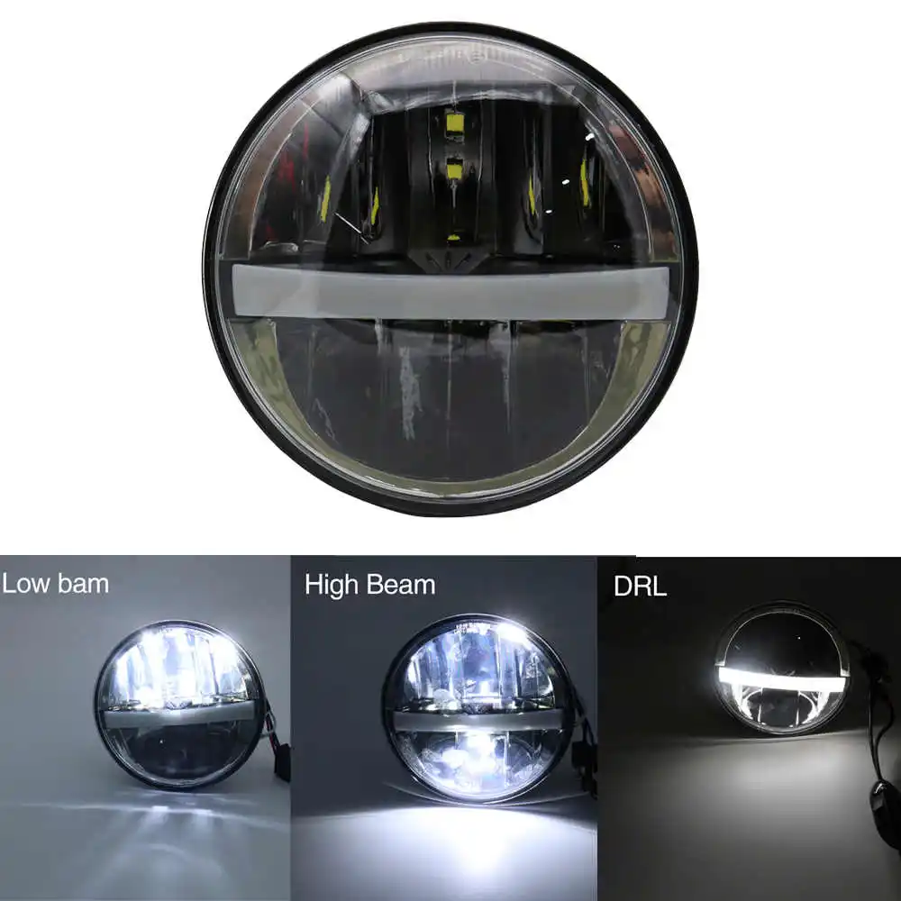 1x Motorcycle 5.75" Hid Led Headlight High/low Beam 5 3/4" Front Driving Head Light Headlamp Drl