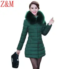 Новый Женский Slim Down ватник меховой воротник длинная куртка утолщение большой ярдов мать платье пальто