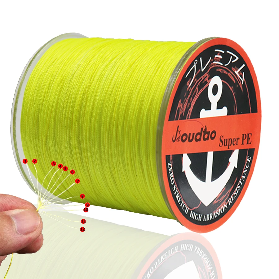 Linha de Pesca Resistente à Abrasão Jioudao Super Power Trançado Vertentes 500 m Linhas Incrível pe Linha 40-205lb 12