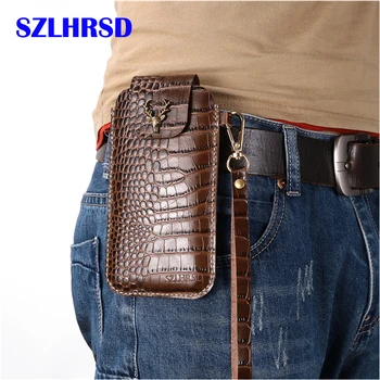 

for Moto G Power Wrist Men Genuine Leather Case for Moto G Stylus G Pro Phone Waist Bag Wear Belt Verticle Waist Cover