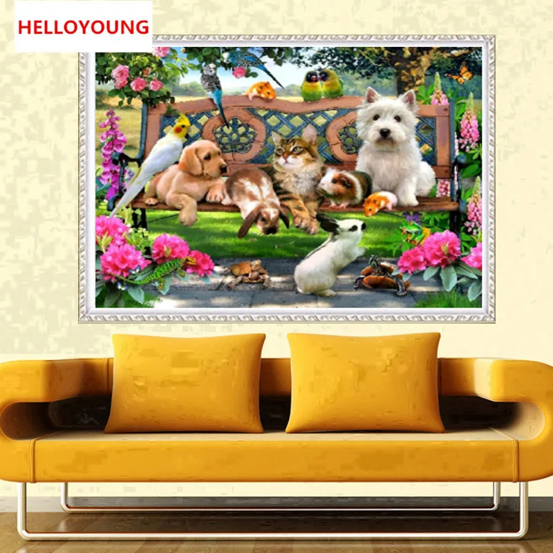 

YGS-521 DIY Partial 5D Diamond Embroidery The Dogs Round Diamond Painting Cross Stitch Kits Diamond Mosaic Home Decoration