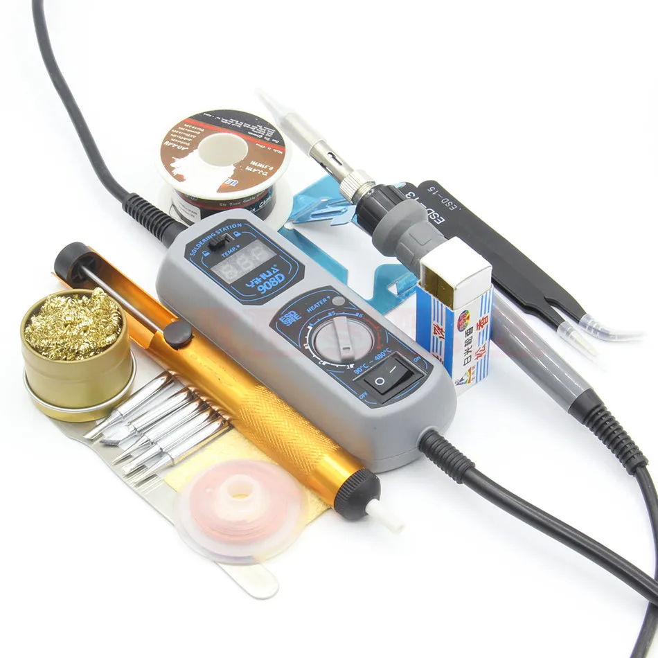 

YIHUA 908D 220V 60W Heated iron LED Digital Display Soldering Station Iron High temperature resistant silicone line