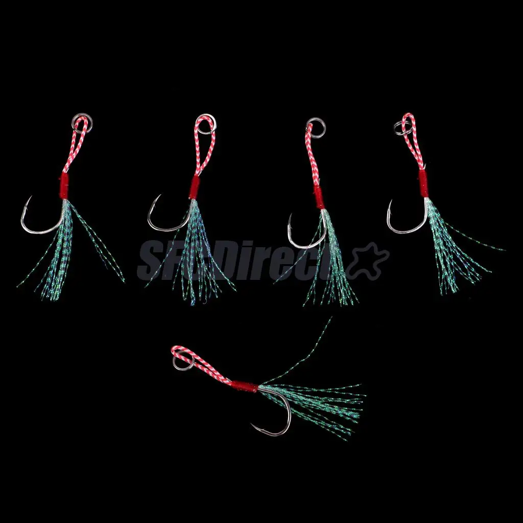 5Pcs Deep Sea Fishing Assist Hooks Worm Barbed Hooks Live Baits Hooks with PE Line 13# 15# 17#