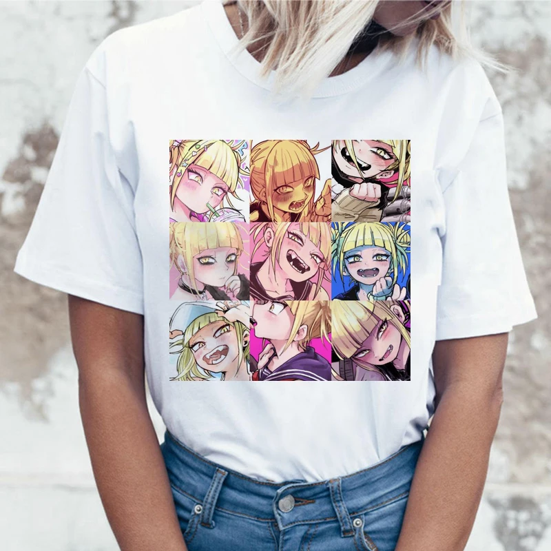 Ahegao, мультяшная футболка, женская, Harajuku, Boku, No Hero Academy, аниме, футболка, Senpai, забавная футболка, хентай, химико Тога, женские футболки - Цвет: 3916