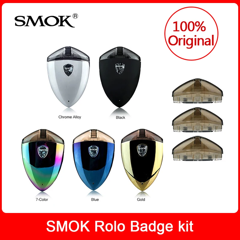 Original SMOK Rolo Badge Starter Kit built in 250mAh Battery All-in-One Pod System 2ml with LED Light Electronic cigarette kit Original SMOK Rolo Badge Starter Kit built in 250mAh Battery All-in-One Pod System 2ml with LED Light Electronic cigarette kit
