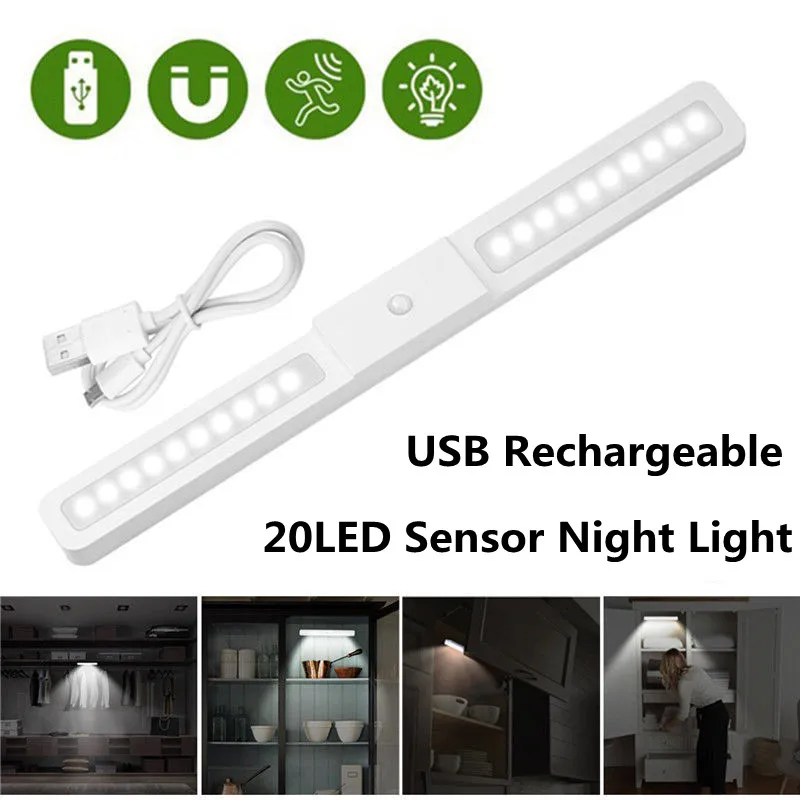 led night light motion sensor wireless usb rechargeable