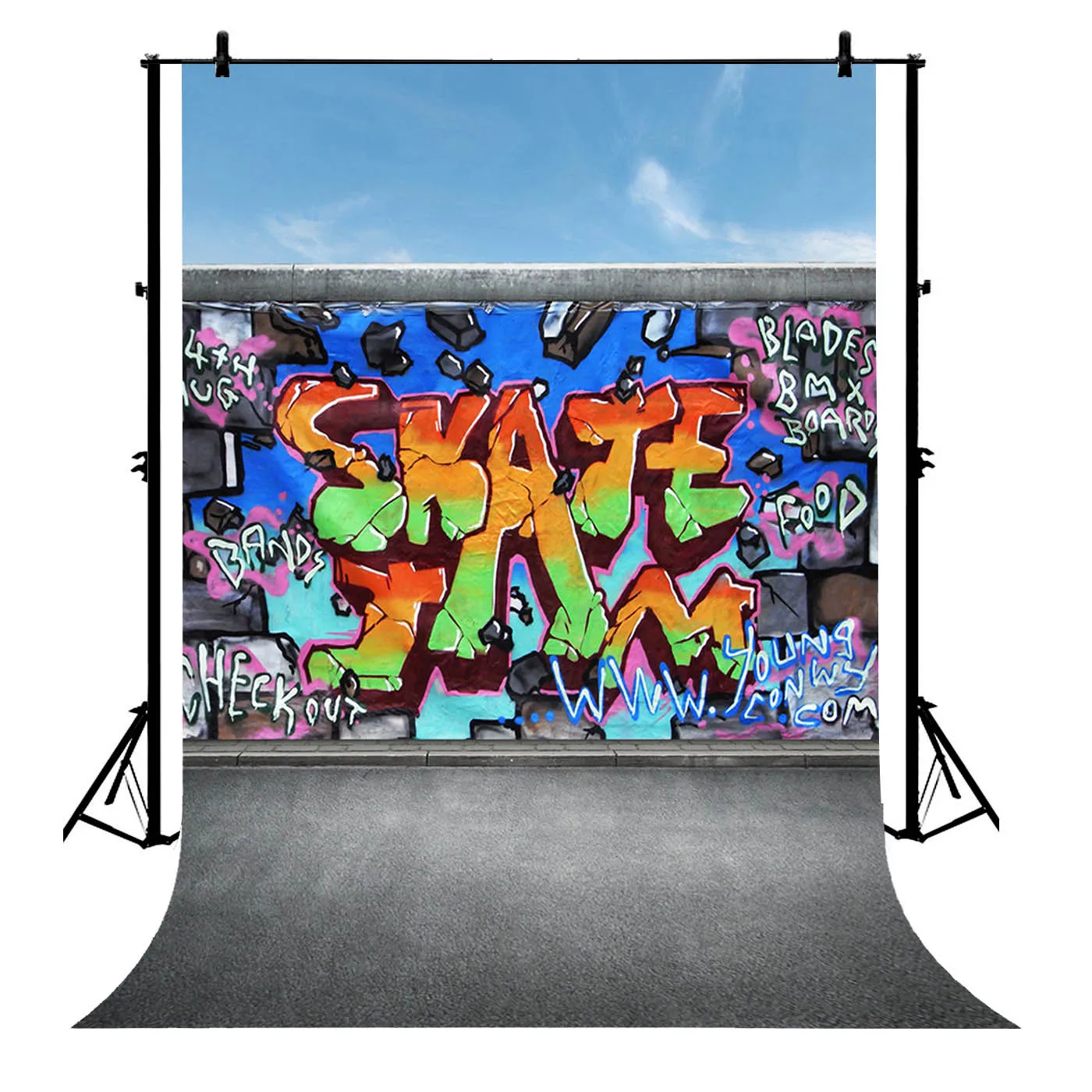 

5x7ft Graffiti Paint Sign Skateboard Polyester Photo Background Portrait Backdrop
