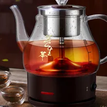 Паровой чайный кипятильник стеклянный бытовой прозрачный автоматический Электрический чайник паровой черный заварочный pu 'er