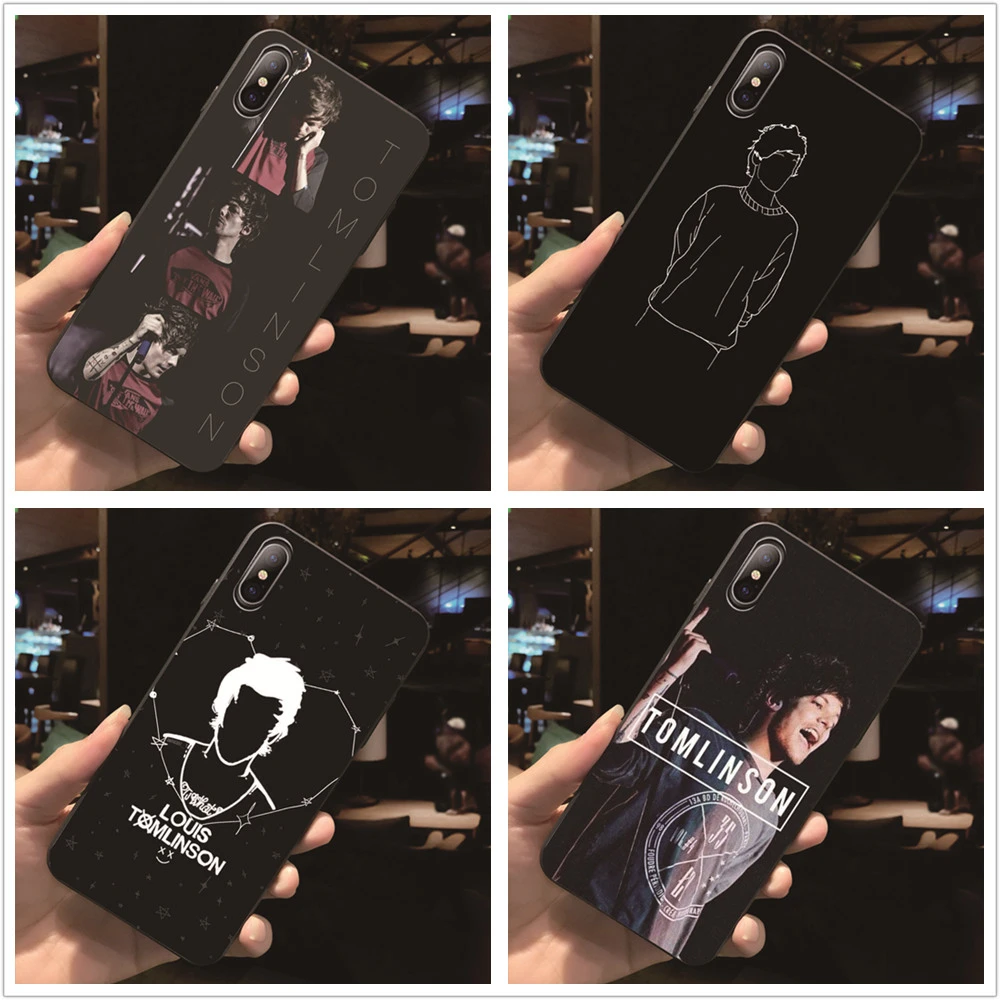 Fatperson Black Frame cover One Direction Louis Tomlinson Pattern Phone cases For iphone X 6 6S 7 8 Plus 5 5S 7Plus