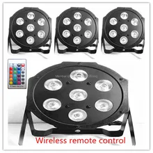 4pcs/lot Wireless remote control American DJ tri led par Flat SlimPar Tri 7x9w RGB Color Mixing DMX Light Uplighting