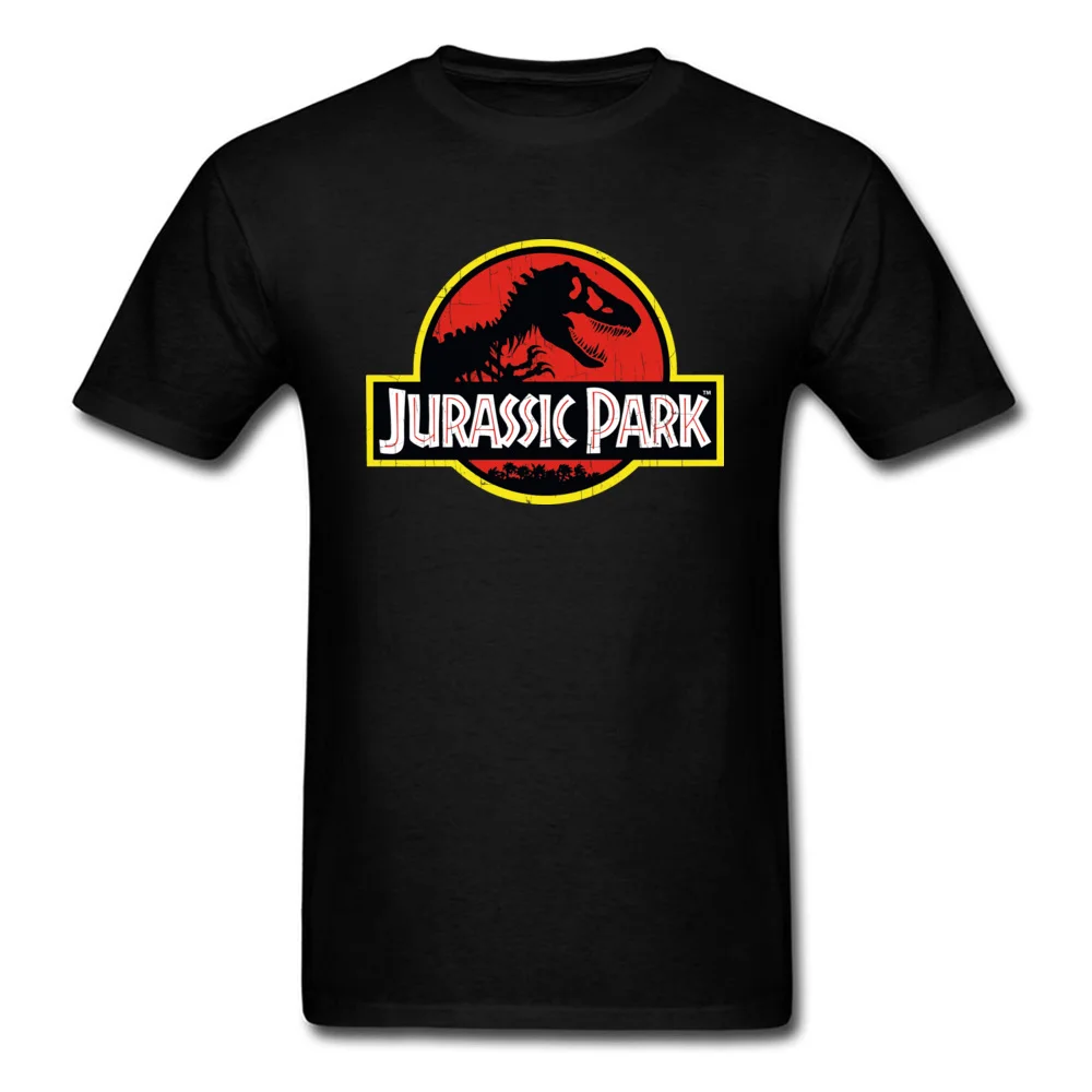 Fashion Jurassic Park Design Short Sleeve T-shirts ostern Day O Neck Cotton Tops Shirts for Men T-shirts Casual Jurassic Park black