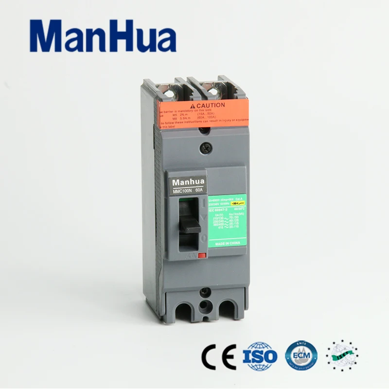 

Manhua 2 Phase 60A MMC100N Short Circuit Prote Overload Protection Moulded Case Circuit Breaker