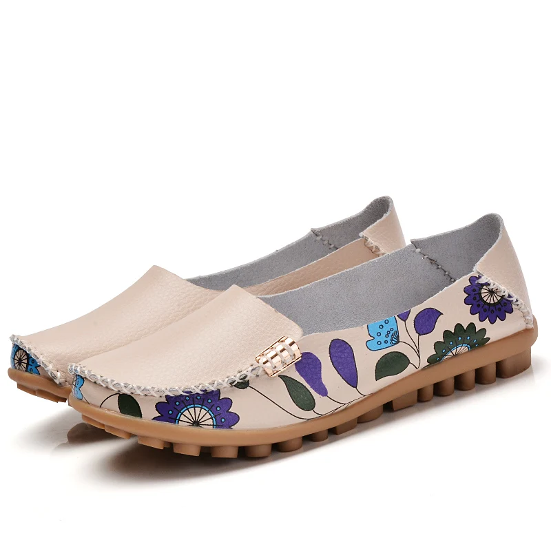 

Womens Loafers Casual Flats for Woman Genuine Leather Shoes Ladies Moccasin Female Footwear Plus Size Printed Walking Shoes