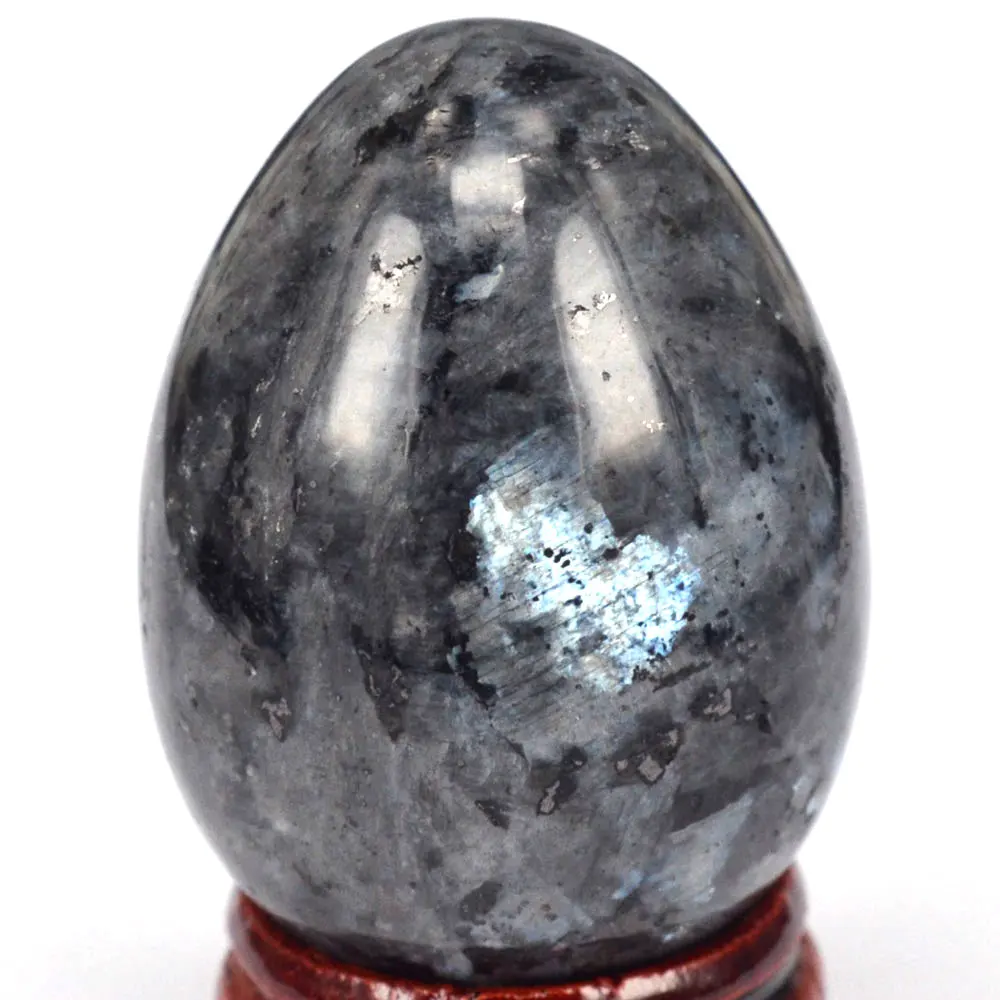 35x48 մմ բնական Gemstone LARVIKITE LABRADORITE Sphere Egg Healing Reiki Crafts Stone Massage Finger մարզում