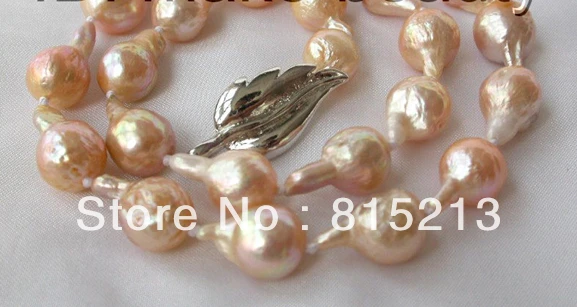

FREE SHIPPING>>>@@ > N726 stunning baroque pink Edison keshi reborn freshwater pearl necklace