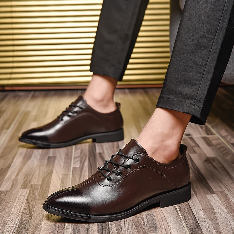 elegant genuine leather formal men shoes italian luxury brand wedding male footwear designer tan work dress oxford shoes for men (24)