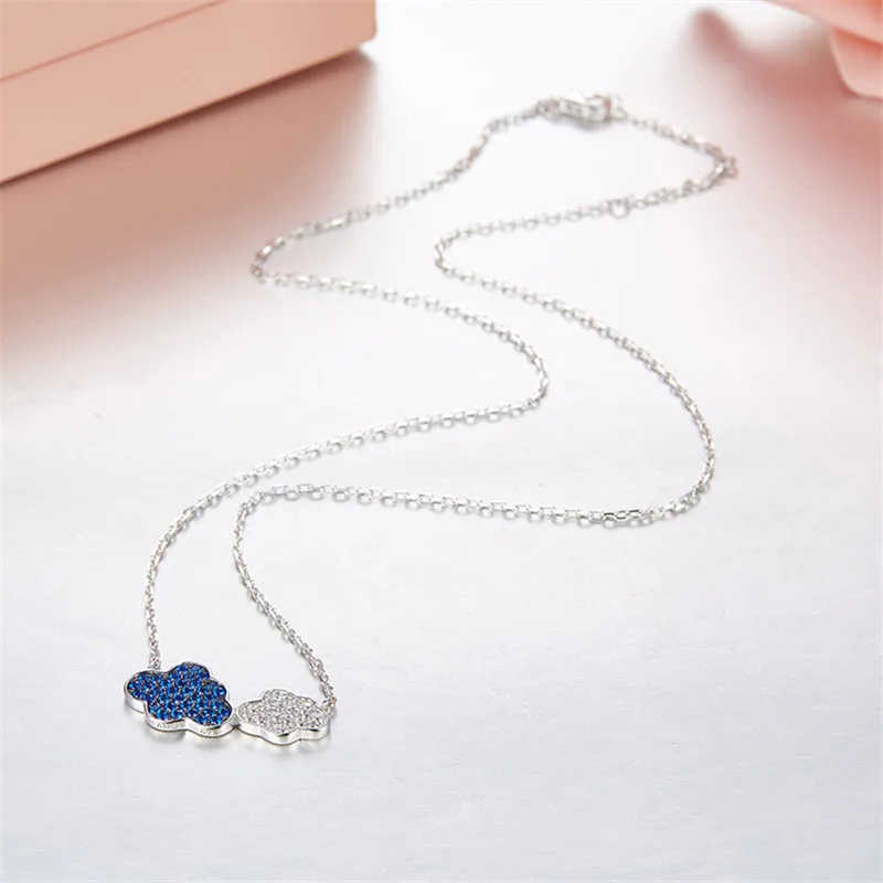 

Fits Monaco Jewelry with Women's Party Gift Jewelry Charm 925 Sterling Silver Micro-inlaid Zircon Cloud Necklace Fashion